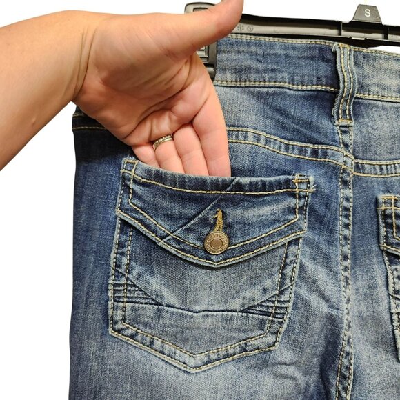 Daytrip Womens 33R Virgo Bootcut Jeans Blue High Rise Denim Medium Wash Stretch - Picture 6 of 16